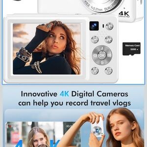 4K Digital Camera with 32GB Memory Card - Silver